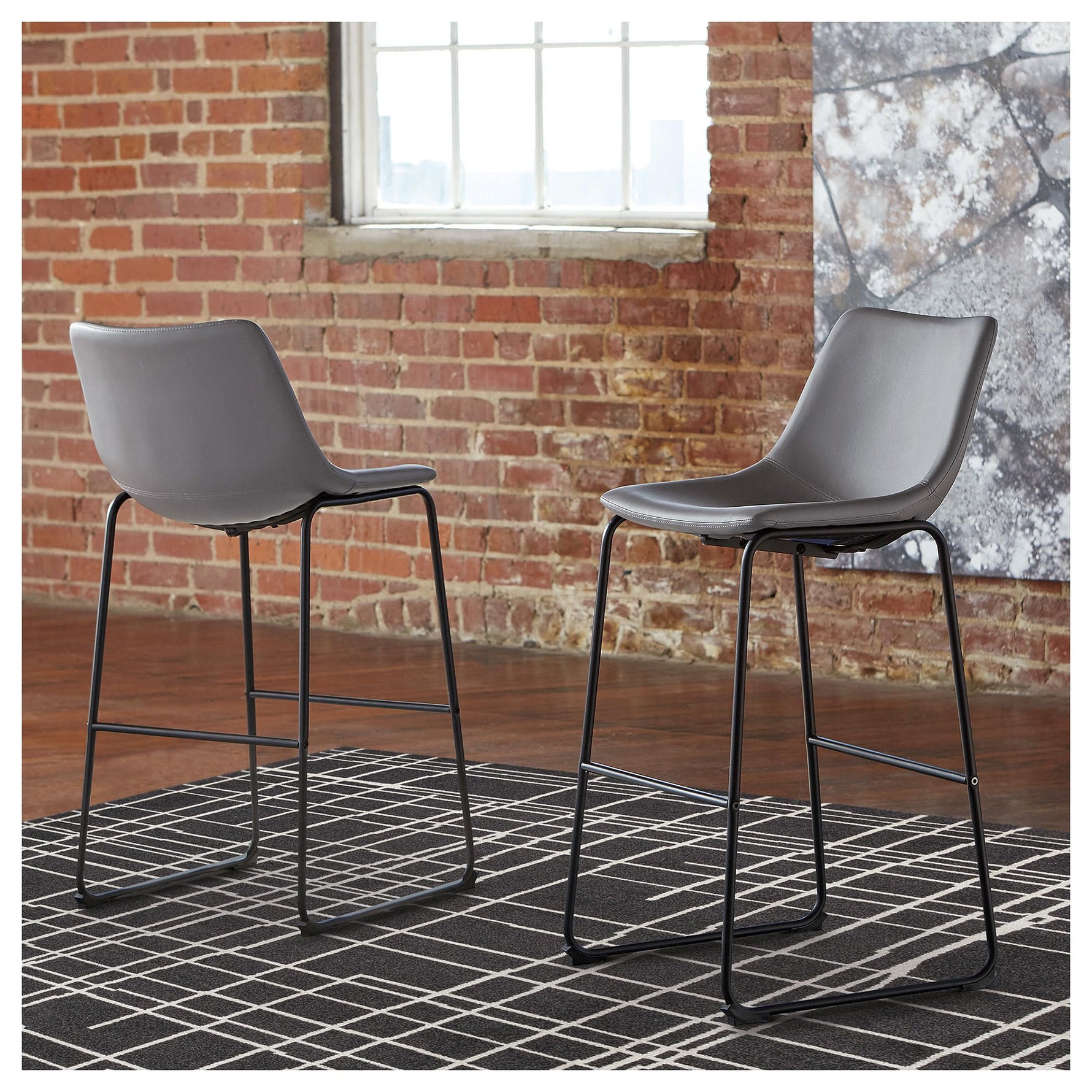 Signature Design by Ashley Centiar 24" Counter Height Modern Bucket Barstool, 2 Count, Black