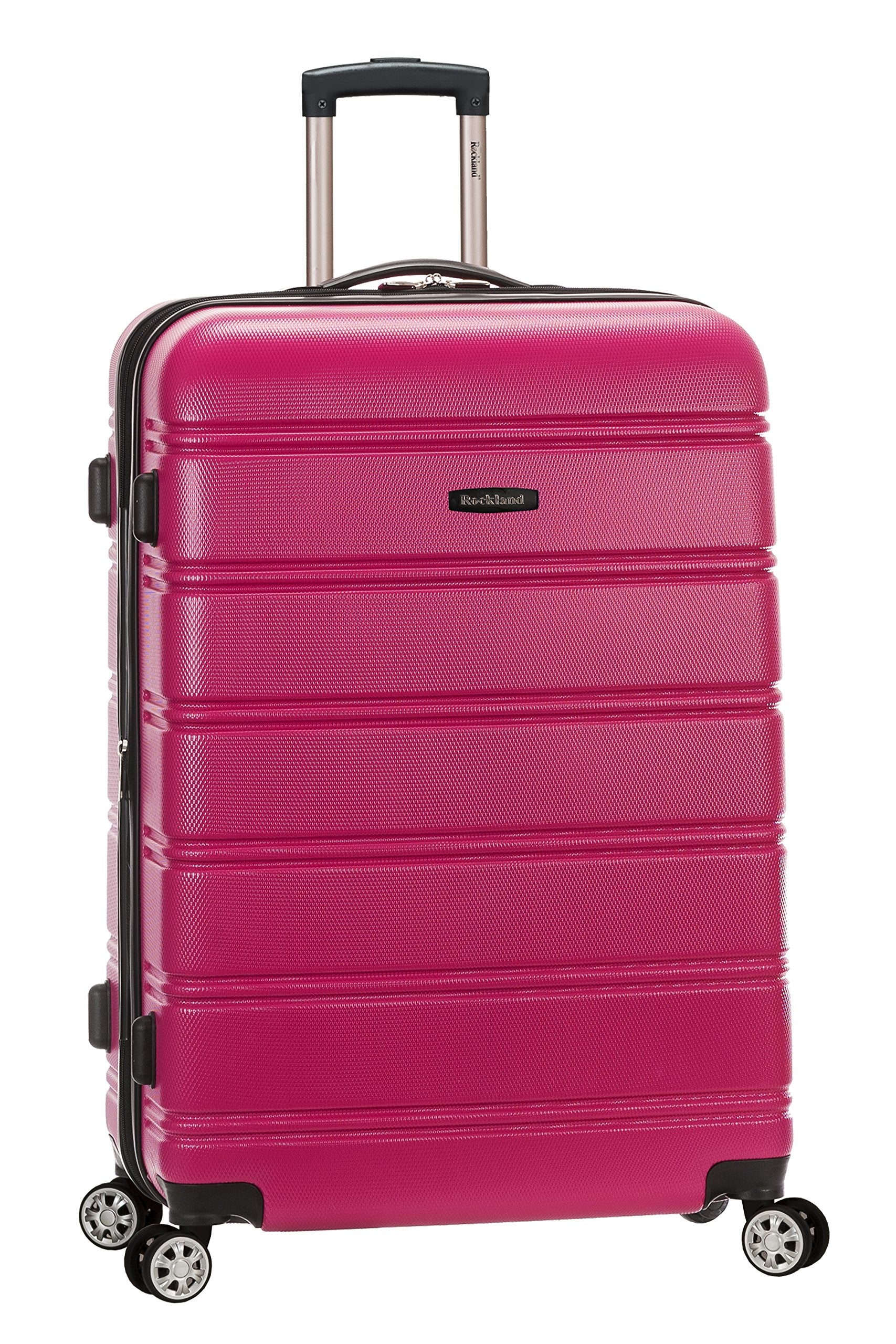 Rockland Melbourne Hardside Expandable Spinner Wheel Luggage, Checked Large 28", Black