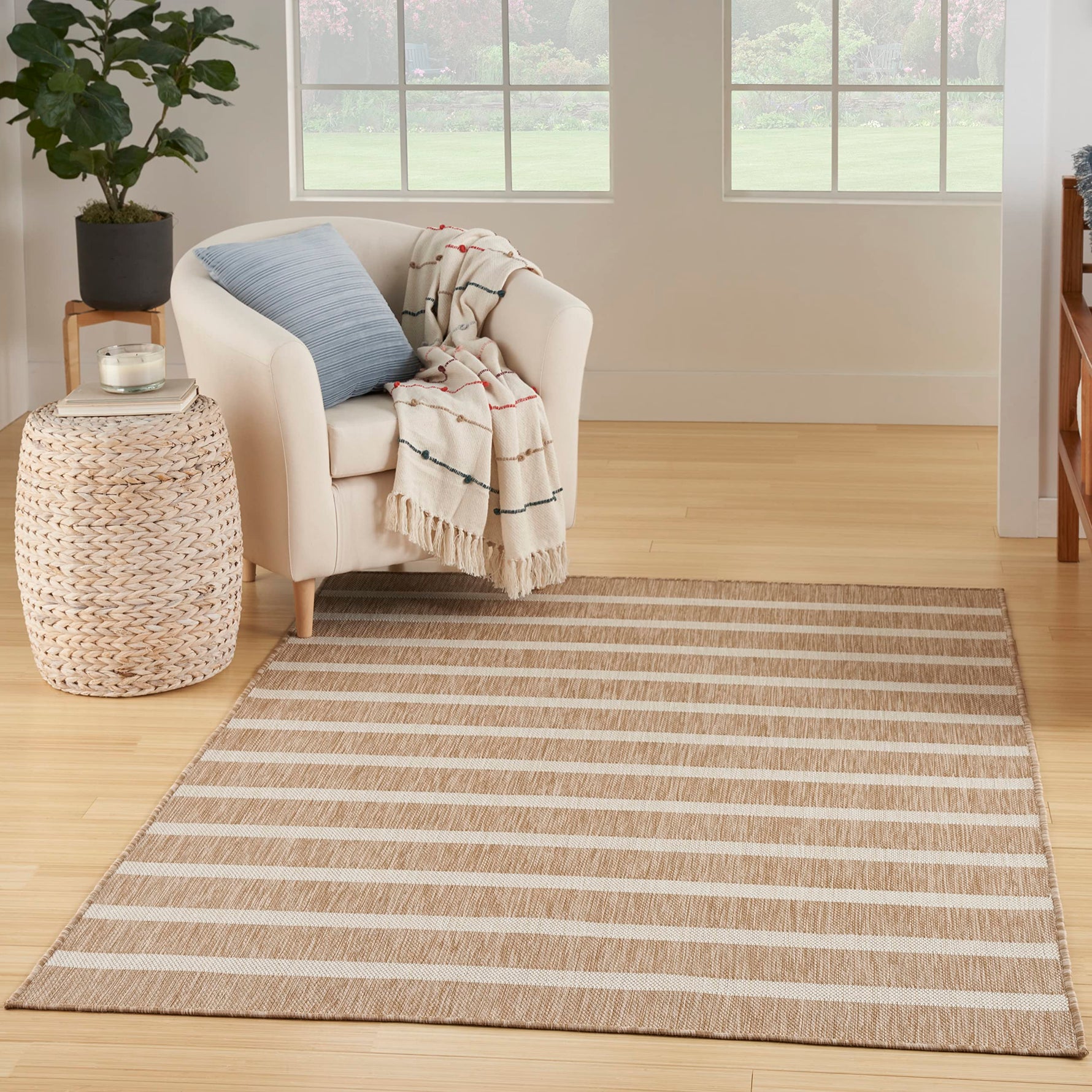 Nourison Home Positano Navy Ivory 8' x 10' Area Rug - Easy Clean, Non Shedding, Bed Room, Living Room, Dining Room, Kitchen (8' x 10')