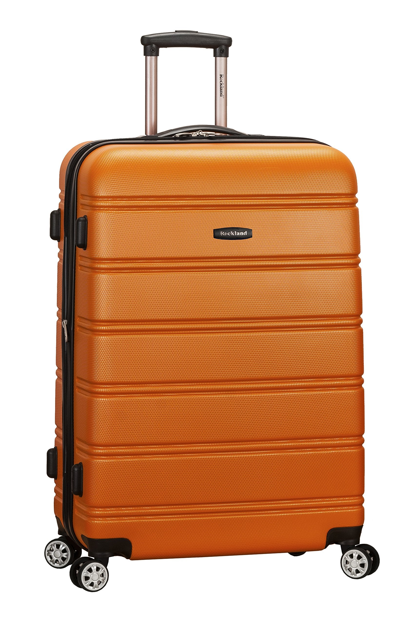Rockland Melbourne Hardside Expandable Spinner Wheel Luggage, Checked Large 28", Black