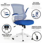 Flash Furniture Kelista Mid-Back Swivel Office Chair with Adjustable Seat Height, Ergonomic Mesh Desk Chair with Flip-Up Armrests, Black