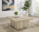Coaster Home Furnishings Zetta Square Cocktail Living Room Coffee Table Engineered Eco-Friendly Wood Look Laminate Veneer Rustic Farmhouse Mango Brown 708068