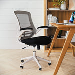 Flash Furniture Kelista Mid-Back Swivel Office Chair with Adjustable Seat Height, Ergonomic Mesh Desk Chair with Flip-Up Armrests, Black