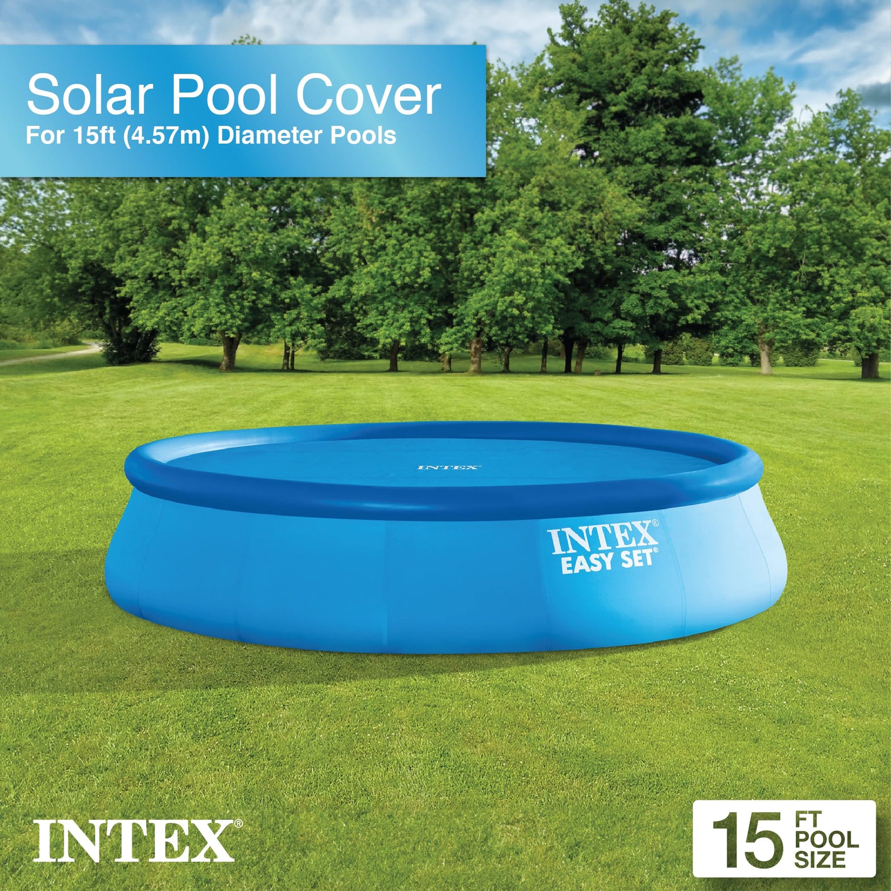 INTEX 28013E Solar Pool Cover: for 15ft Round Easy Set and Metal Frame Pools – Insulates Pool Water – Reduces Water Evaporation – Keeps Debris Out – Reduces Chemical Consumption