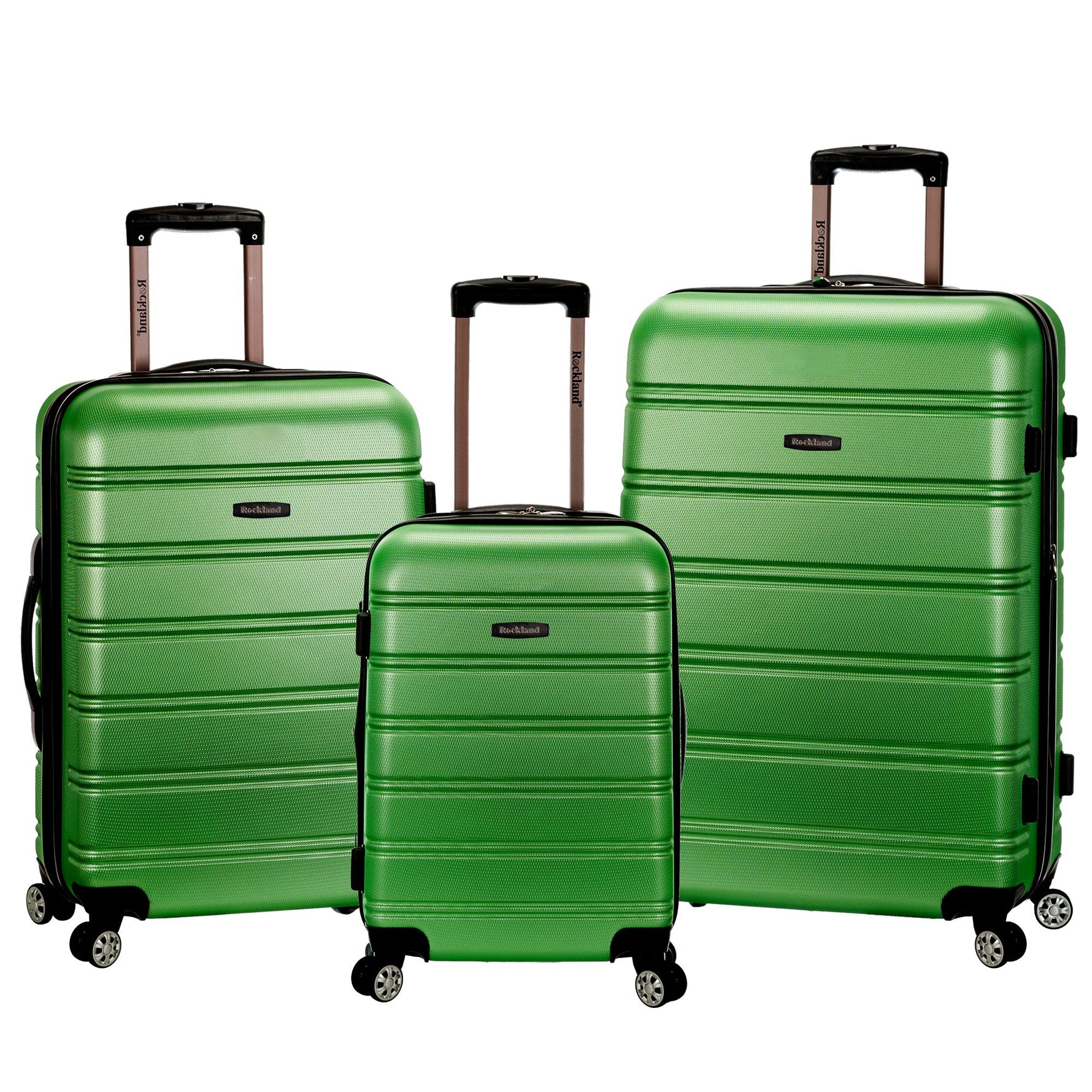 Rockland Melbourne Hardside Expandable Spinner Wheel Luggage, Checked Large 28", Black