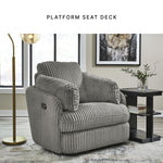 Signature Design by Ashley Tie-Breaker Swivel Glider Recliner, 2 Bolster Pillows, Hidden Storage, Fabric Upholstery, 41.38" W x 40.25" D x 39.75" H, Light Gray