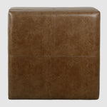 HomePop Faux Leather Square Storage Ottoman with Wood Legs, Brown