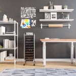 Seville Classics Rolling Utility Organizer Storage Cart , for Home Office, School, Classroom, Scrapbook, Hobby, Craft, 15 Drawer, Black