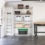 UltraDurable 5-Tier NSF Steel Wire Shelving, 48"W x 24"D x 76"H, Black | Heavy-duty commercial-grade solid steel wire storage rack featuring 800 pounds per shelf weight capacity