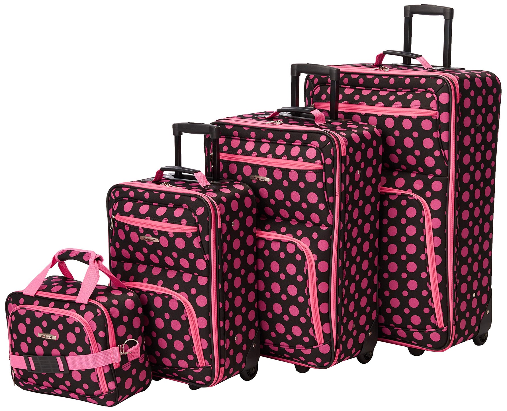 Rockland Fashion Softside 2 Piece Luggage Set, Expandable, (14" Tote/19" Upright), Purple