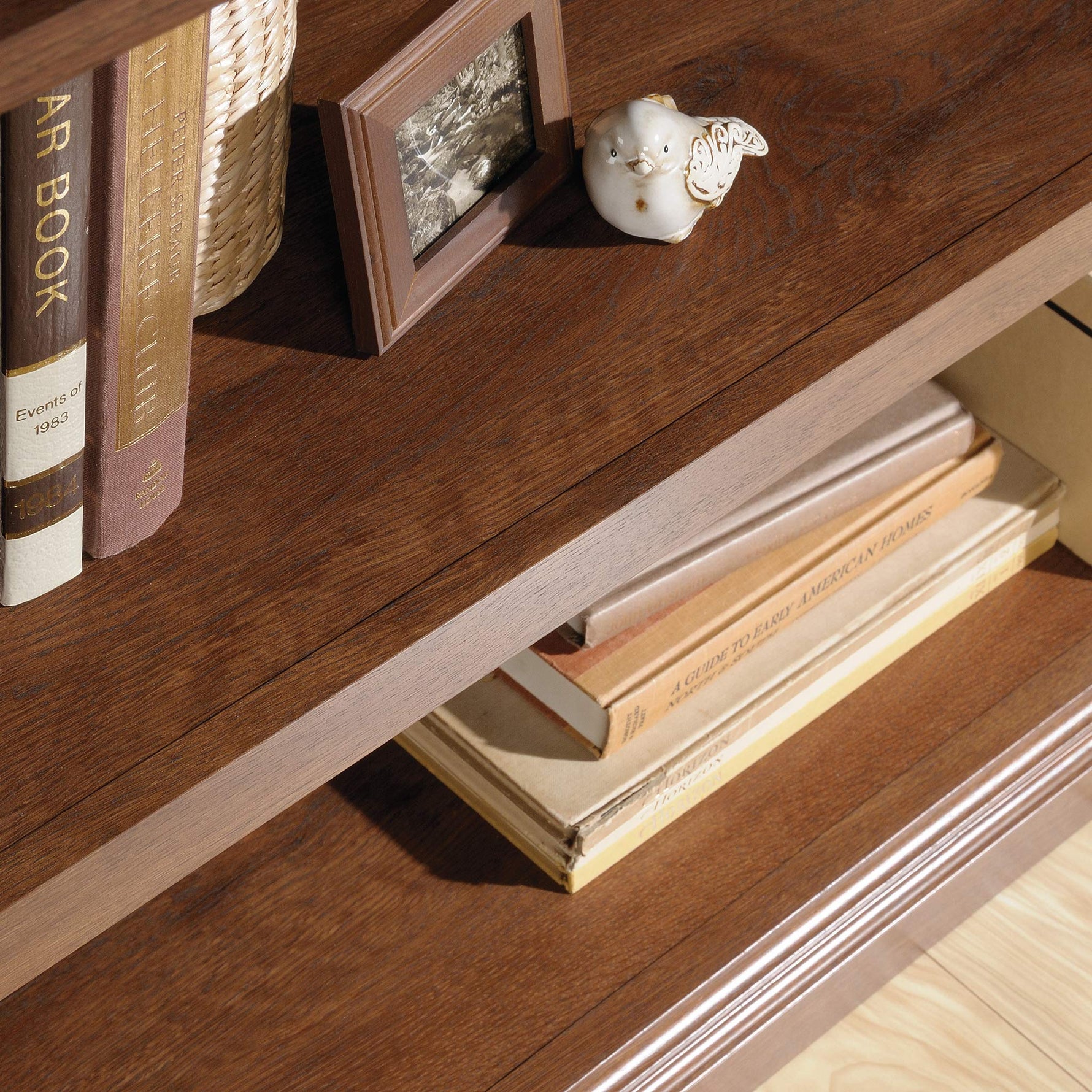 Sauder 2 Tier Book Shelf Wooden Bookcase Multipurpose Bookshelf for Home Office, Living Room, in Salt Oak