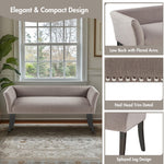 Madison Park Accent Bench, Upholstered with Nailhead Trim, & Padded Seat Entryway Bench Small, End of Bed Bench with Back, 49.5" W x 19.25" D x 23" H, Grey