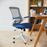 Flash Furniture Kelista Mid-Back Swivel Office Chair with Adjustable Seat Height, Ergonomic Mesh Desk Chair with Flip-Up Armrests, Black