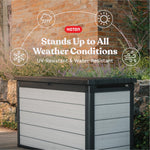 Keter Denali 200 Gallon Resin Large Deck Box with Double Wall 20mm Panels - Paintable and Drillable-Organization and Storage for Patio Furniture and Outdoor Items, Grey & Black