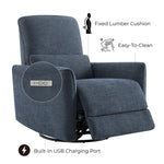 CHITA Power Recliner Chair Swivel Glider, FSC Certified Upholstered Living Room Nursery Reclining Sofa Chair with Lumbar Support, Linen