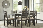Signature Design by Ashley Caitbrook Rustic 7-Piece Dining Set – Rectangular Table with 6 X-Back Upholstered Chairs, Gray