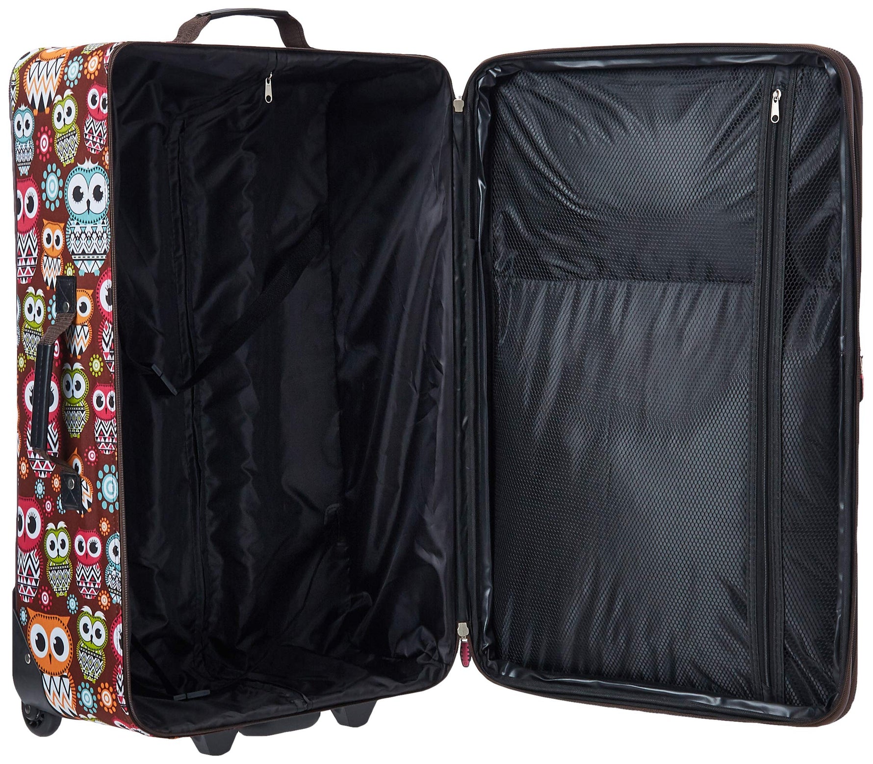 Rockland Vara Softside 3 Piece Upright Luggage Set, Expandable, (20"/28"/22" Rolling Duffel), Pink Leopard