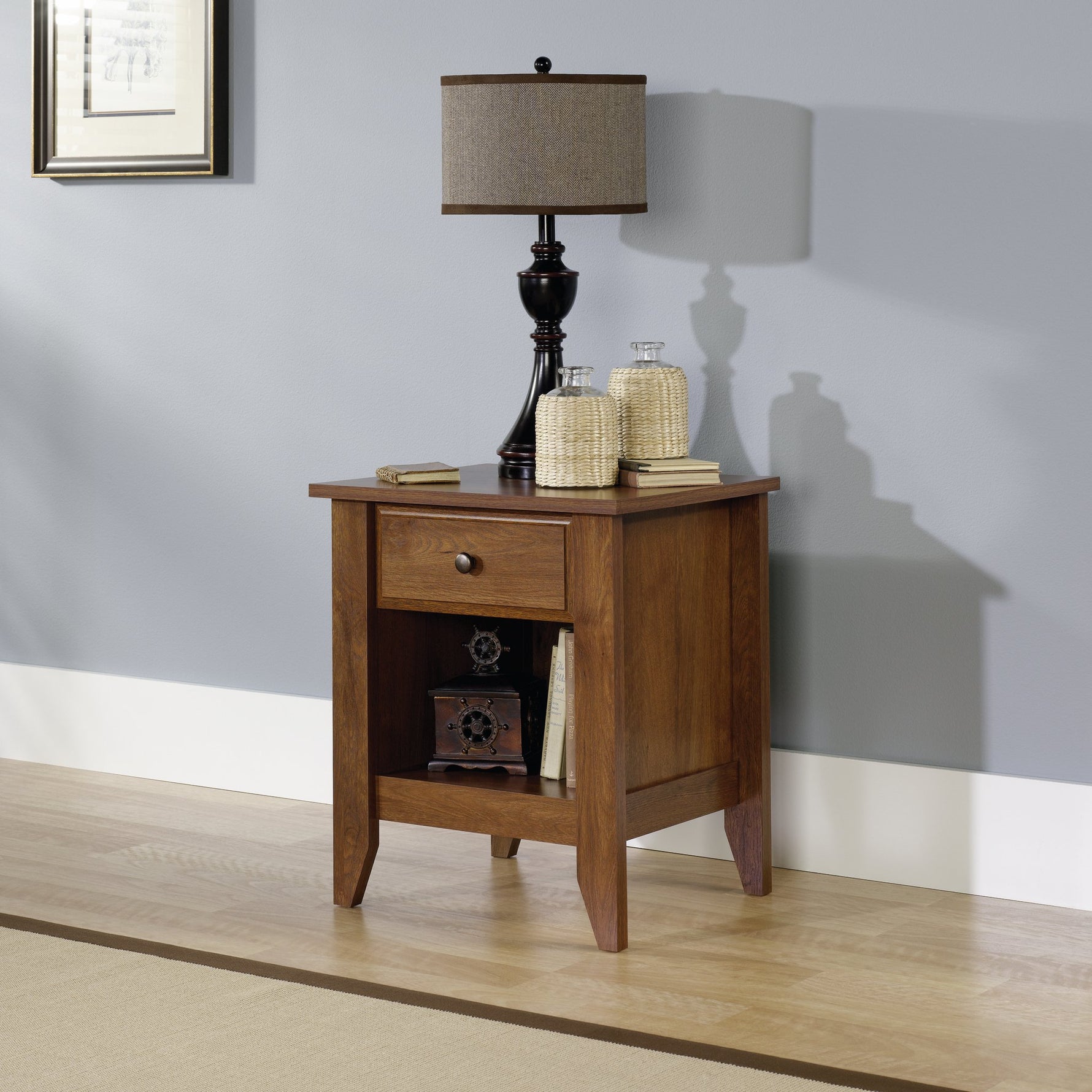 Sauder Shoal Creek Night Stand, Bedside Table, Bedroom Side Table, in Oiled Oak