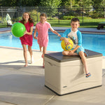 LIFETIME 60103 Deck Storage Box, 80 Gallon, Desert Sand/Brown