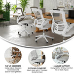 Flash Furniture Kelista Mid-Back Swivel Office Chair with Adjustable Seat Height, Ergonomic Mesh Desk Chair with Flip-Up Armrests, Black