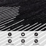 Rugshop Bohemian Stripe Stain Resistant Carpet High Traffic for Hallway Entryway Living Room Kitchen Bedroom Laundry Runner Rug 2' x 7' Black
