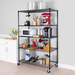 UltraDurable 5-Tier NSF Steel Wire Shelving, 48"W x 24"D x 76"H, Black | Heavy-duty commercial-grade solid steel wire storage rack featuring 800 pounds per shelf weight capacity