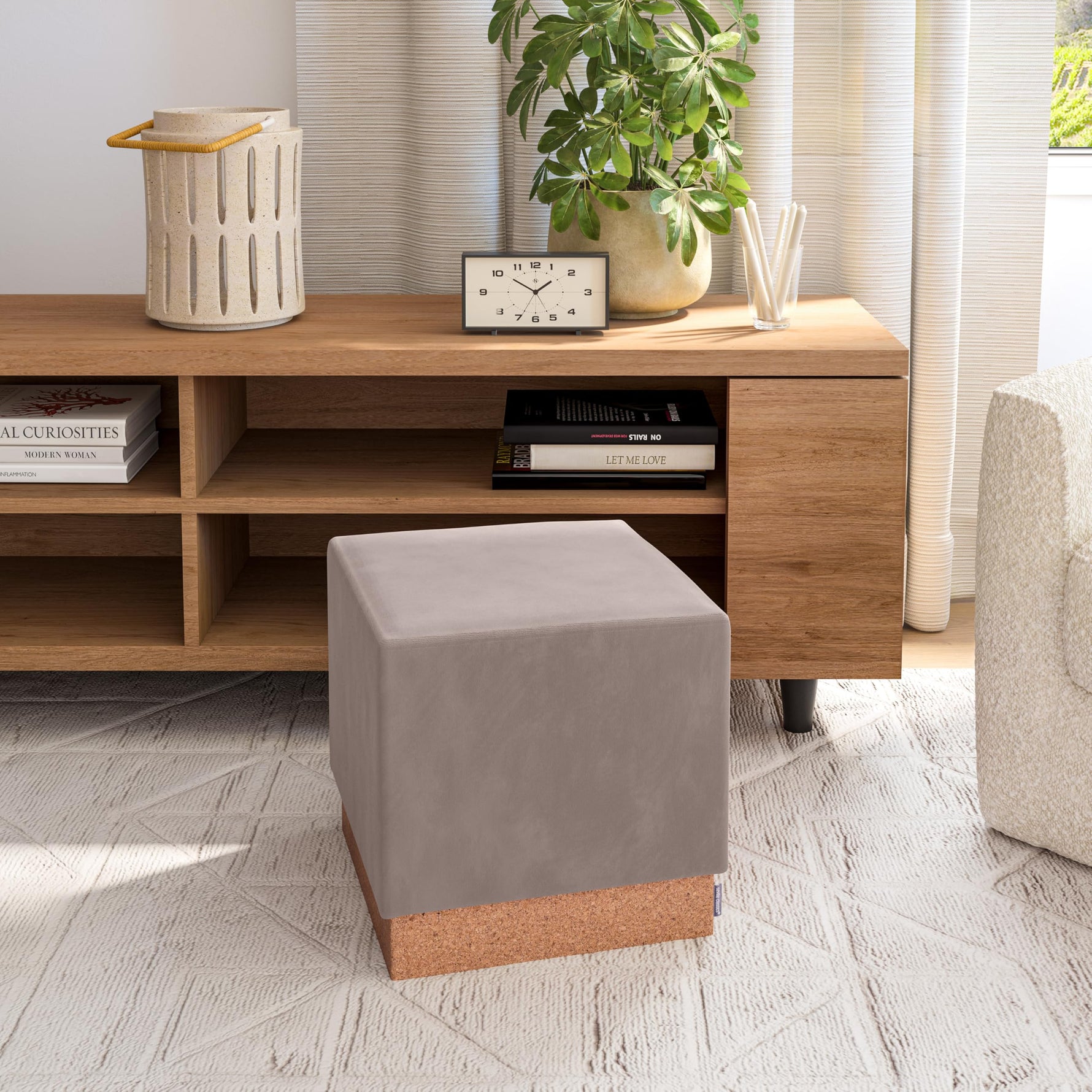 Seville Classics Cushioned Fabric Ottoman Hidden Storage Chest Footrest Chair, Padded Seat for Bedroom, Dorm, Loft, Living Room, Entryway, Hallway, Blue Velvet, 30" Bench
