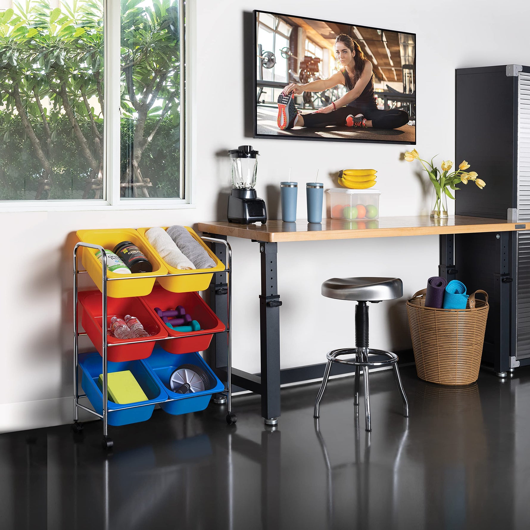 Seville Classics Rolling Utility Organizer Storage Cart , for Home Office, School, Classroom, Scrapbook, Hobby, Craft, 15 Drawer, Black
