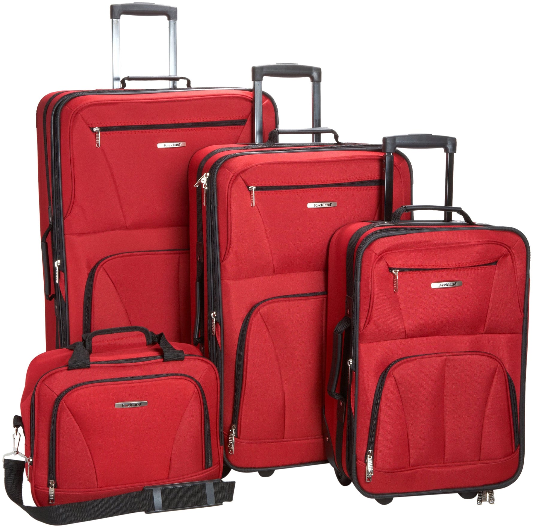 Rockland Fashion Softside 2 Piece Luggage Set, Expandable, (14" Tote/19" Upright), Purple