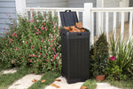 Keter Baltimore Resin 38 Gallon Outdoor Kitchen Trash Can with Lid and Drip Tray for Easy Cleaning-Perfect for Patio Dining, Black