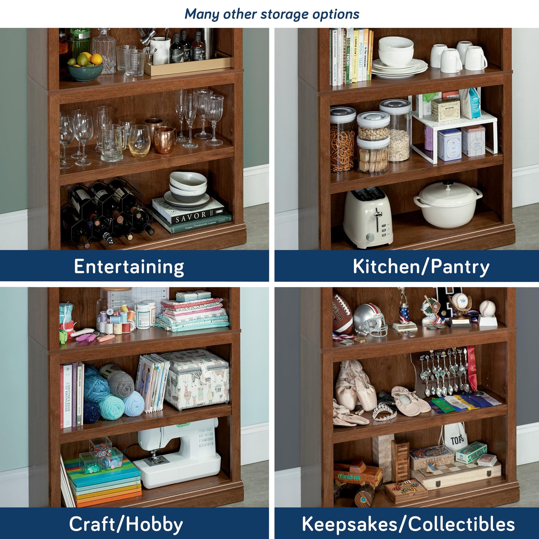 Sauder 5-Shelf Split Bookcase/ Book shelf, Oiled Oak finish