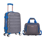 Rockland Melbourne Hardside Expandable Spinner Wheel Luggage, Checked Large 28", Black