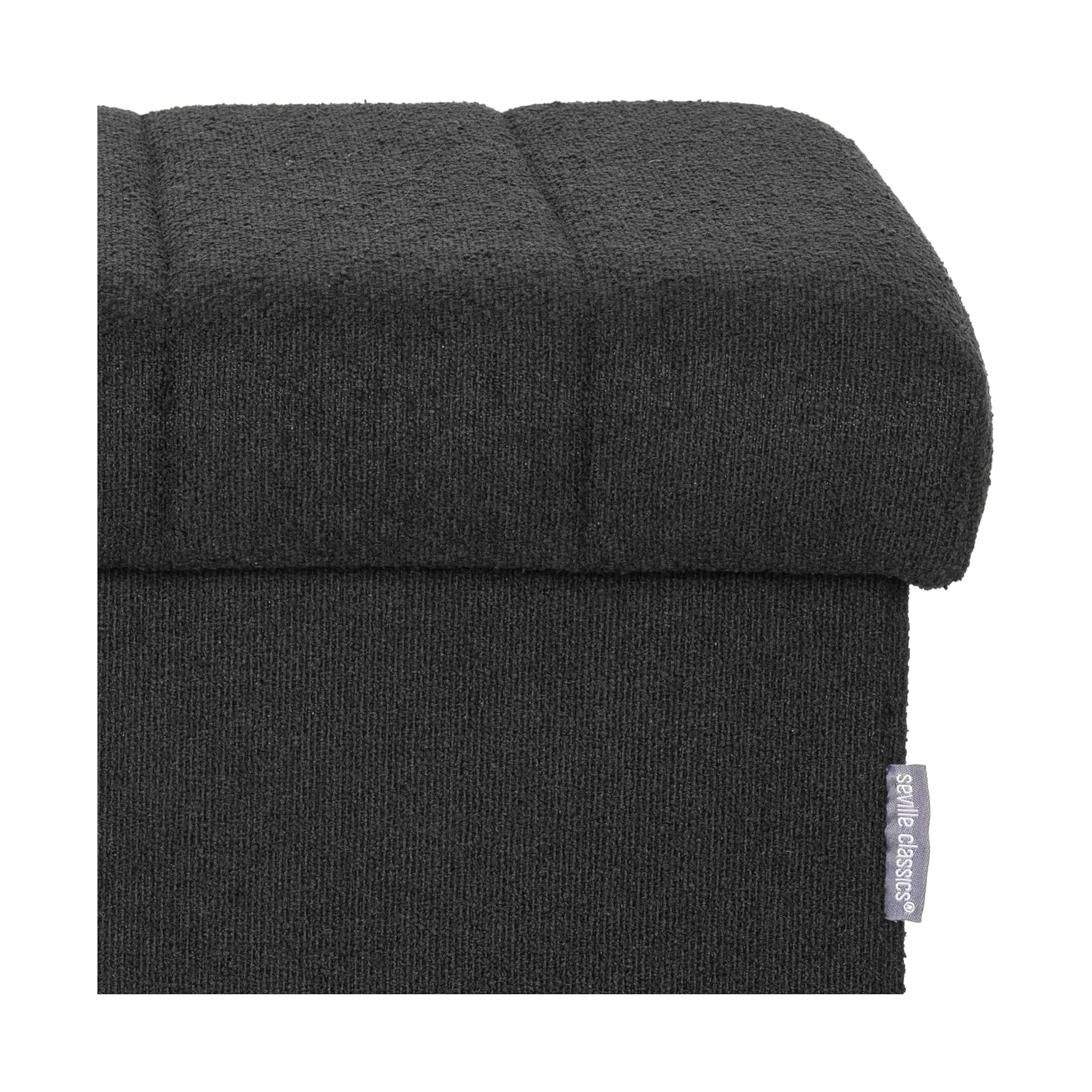 Seville Classics Cushioned Fabric Ottoman Hidden Storage Chest Footrest Chair, Padded Seat for Bedroom, Dorm, Loft, Living Room, Entryway, Hallway, Blue Velvet, 30" Bench