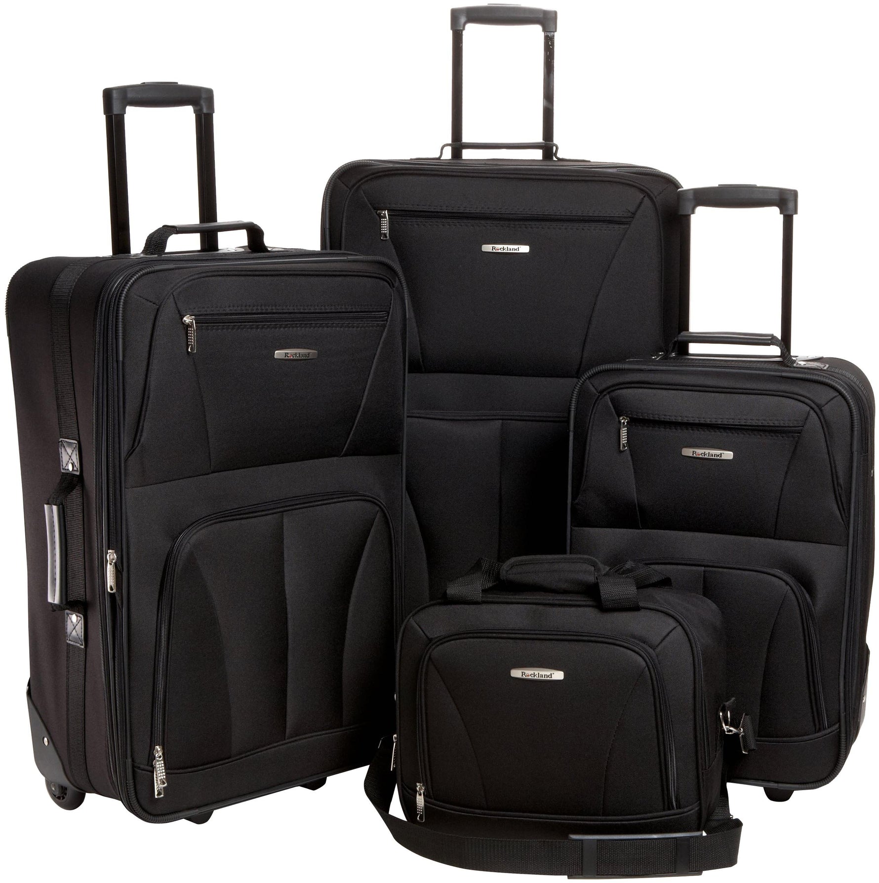 Rockland Fashion Softside 2 Piece Luggage Set, Expandable, (14" Tote/19" Upright), Purple