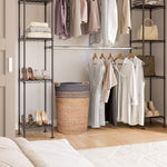 Seville Classics Premium Natural Handwoven Portable Laundry Bin Basket with Carrying Handles, Household Storage for Clothes, Linens, Sheets, Natural Water Hyacinth and Gray Rope, 3 Piece Set