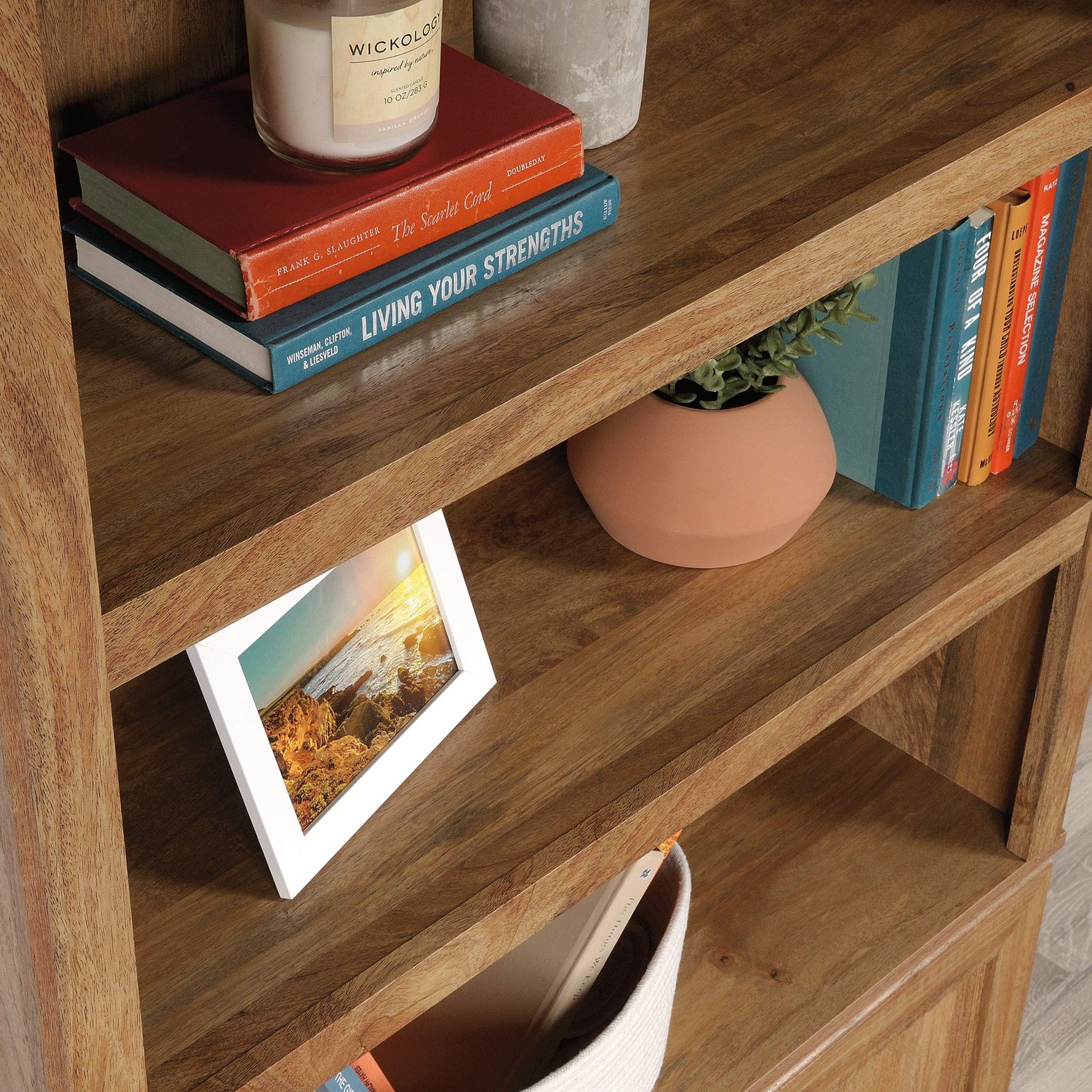 Sauder Miscellaneous Storage 5-Shelf/Book Shelf 2-Door Bookcase, Glacier Oak Finish