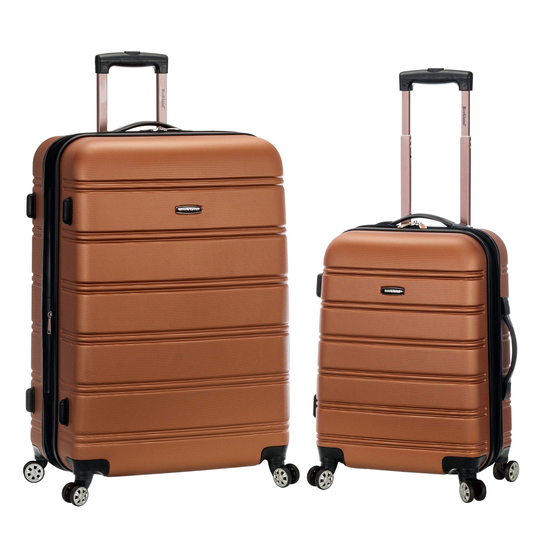Rockland Melbourne Hardside Expandable Spinner Wheel Luggage, Checked Large 28", Black