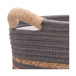 Seville Classics Premium Natural Handwoven Portable Laundry Bin Basket with Carrying Handles, Household Storage for Clothes, Linens, Sheets, Natural Water Hyacinth and Gray Rope, 3 Piece Set