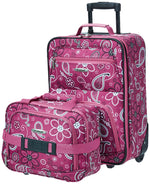 Rockland Fashion Softside 2 Piece Luggage Set, Expandable, (14" Tote/19" Upright), Purple