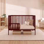 Dream On Me Synergy 5-in-1 Convertible Full-Size Baby Crib with Toddler, Day & Full Bed Conversion in White, GreenGuard Gold & BSA, 3 Mattress Heights, Sustainable Pinewood