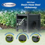 Suncast Garden Hose Hideaway Storage Reel Box, Cyberspace Grey – Resin Outdoor Container, Holds up to 100 Feet of 5/8 Inch Standard Vinyl Water Line – No Assembly Required