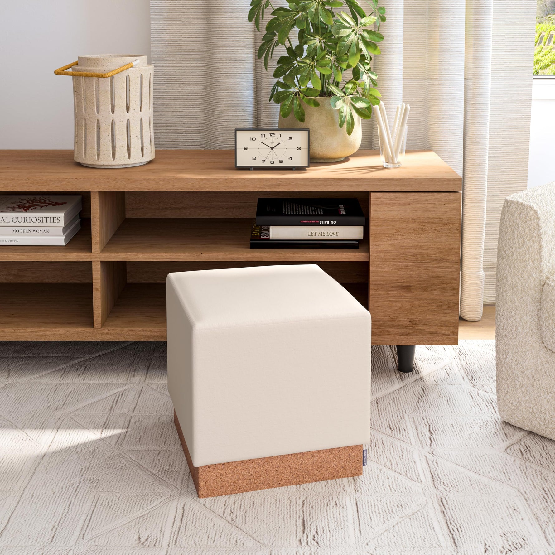 Seville Classics Cushioned Fabric Ottoman Hidden Storage Chest Footrest Chair, Padded Seat for Bedroom, Dorm, Loft, Living Room, Entryway, Hallway, Blue Velvet, 30" Bench