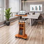 Techni Mobili Sit-to-Stand Rolling Adjustable Height Laptop Cart with Storage, Graphite, 22 x 16 x 46