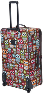 Rockland Vara Softside 3 Piece Upright Luggage Set, Expandable, (20"/28"/22" Rolling Duffel), Pink Leopard
