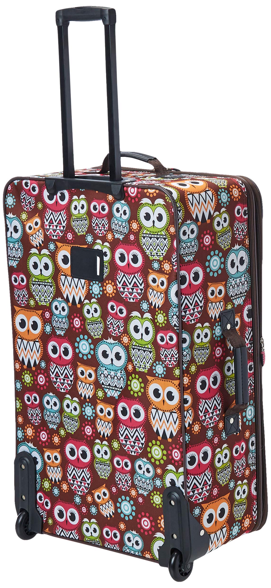 Rockland Vara Softside 3 Piece Upright Luggage Set, Expandable, (20"/28"/22" Rolling Duffel), Pink Leopard