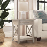 Bush Home End Table with Drawer, Nightstand with Storage, Living Room and Bedroom Furniture, Key West Collection, Washed Gray