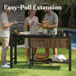 Keter Unity XL Portable Outdoor Table with Stainless Steel Top for Kitchen Prep and Outdoor Storage Cabinet for Grilling Accessories, Dark Grey