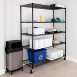 UltraDurable 5-Tier NSF Steel Wire Shelving, 48"W x 24"D x 76"H, Black | Heavy-duty commercial-grade solid steel wire storage rack featuring 800 pounds per shelf weight capacity