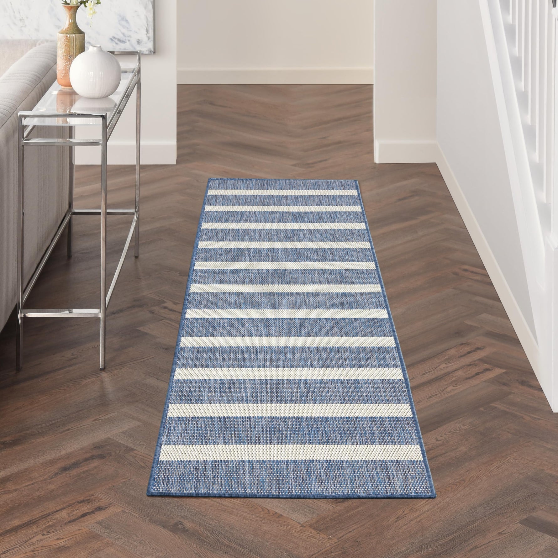Nourison Home Positano Navy Ivory 8' x 10' Area Rug - Easy Clean, Non Shedding, Bed Room, Living Room, Dining Room, Kitchen (8' x 10')
