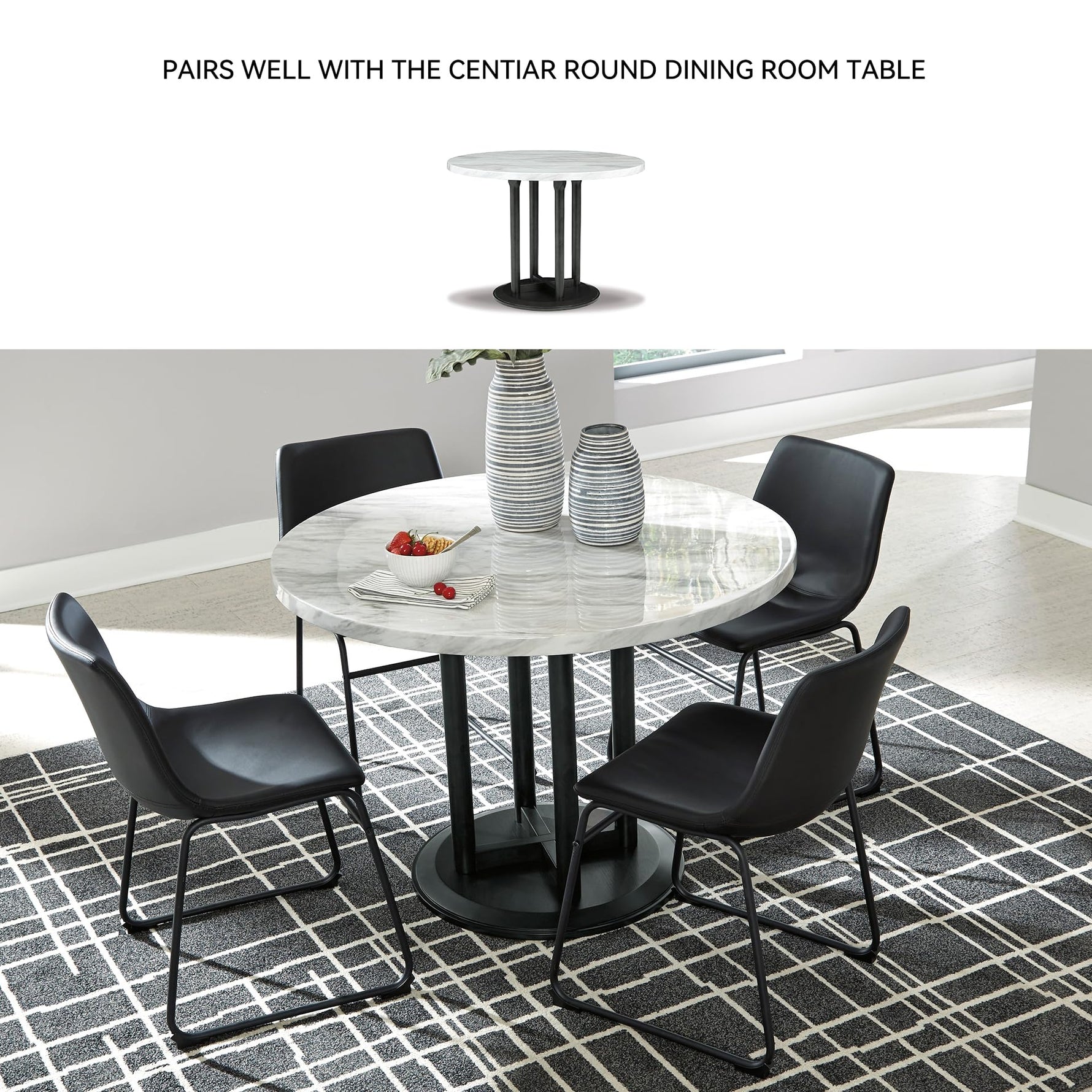 Signature Design by Ashley Mid Century Centiar 18.75" Dining Bucket Chair, 2 Count, Black and Brown